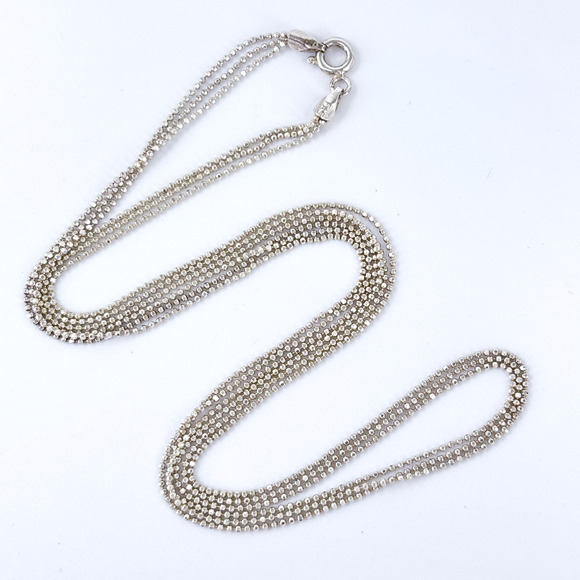 Vintage Sterling Silver Three Strand Ball Bead Necklace | FAS 925 | 18" - Picture 3 of 5